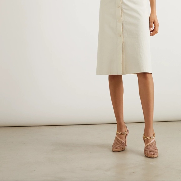 BOTTEGA VENETA Chain-embellished macramé and leather mesh pumps beige 37 - Picture 4 of 14